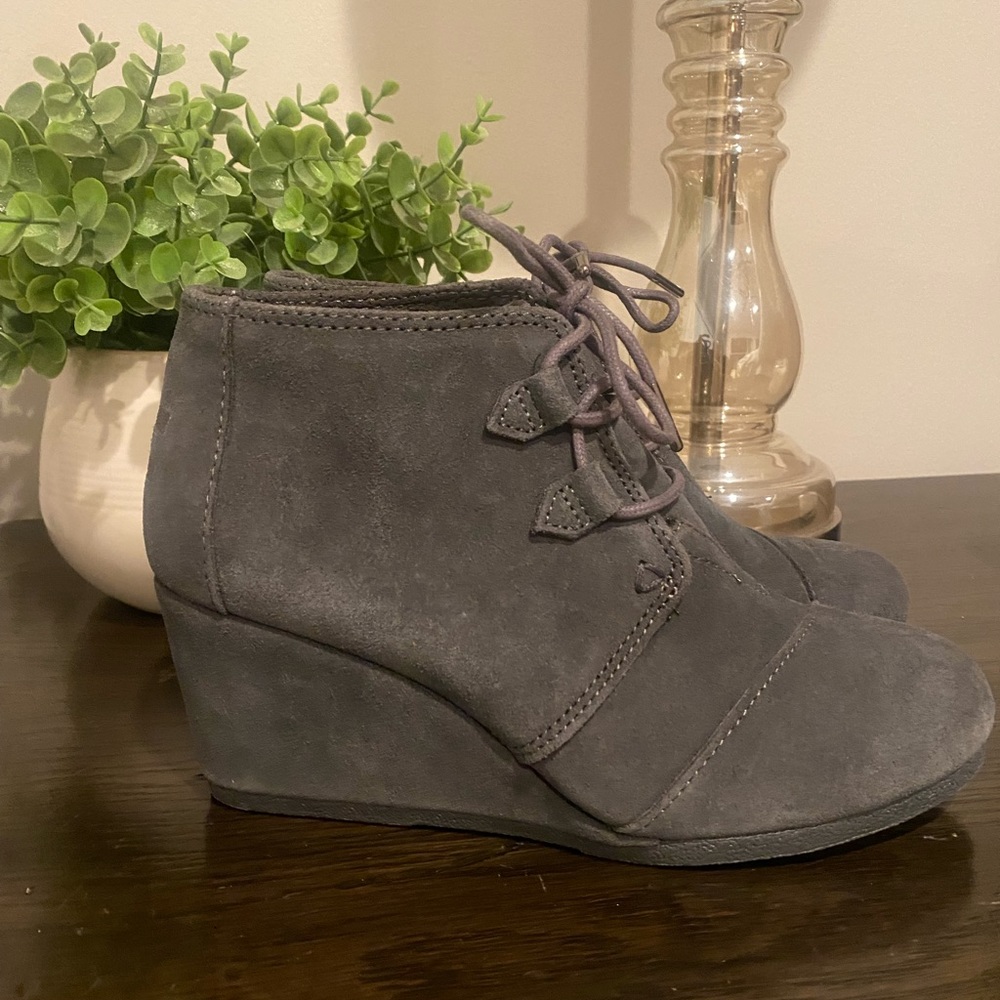 Tom’s Kala Grey Wedge Booties